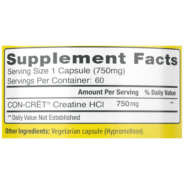 Creatine HCl Capsules, 750mg CON-CRET