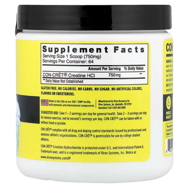 Creatine HCl Powder, 750mg, Unflavored CON-CRET