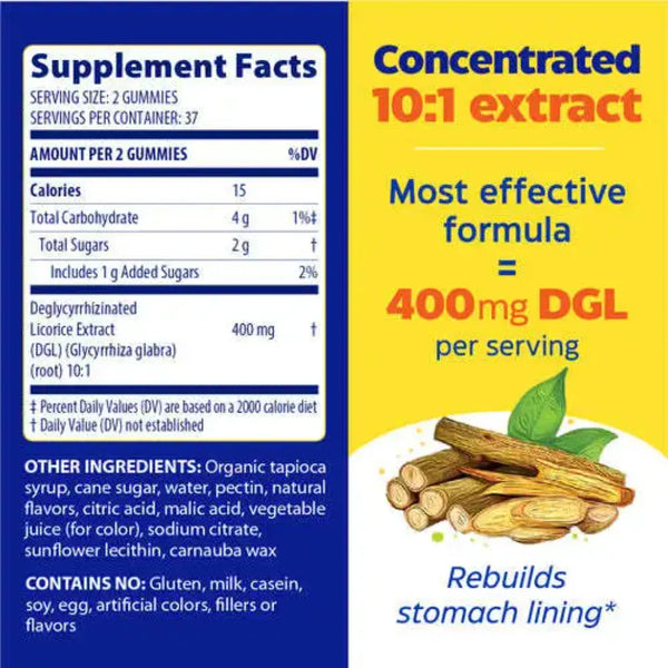 DGL Stomach Soothe 74 gummies enzymedica