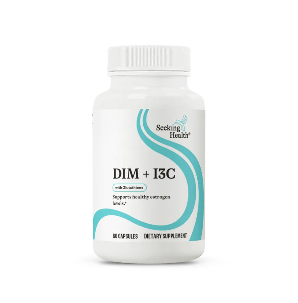 Seeking Health DIM + I3C supplement with Glutathione for supporting healthy estrogen balance and hormone metabolism – 60 capsules.