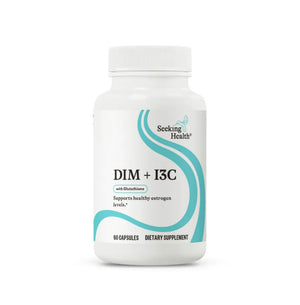 Seeking Health DIM + I3C supplement with Glutathione for supporting healthy estrogen balance and hormone metabolism – 60 capsules.