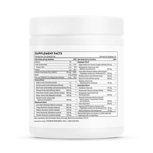 Thorne Daily Greens Plus 6.7 oz supplement facts