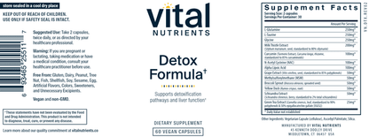 Benefits of Detox Formula - 60 Veg Capsules| Vital Nutrients | Supports Healthy Liver Function