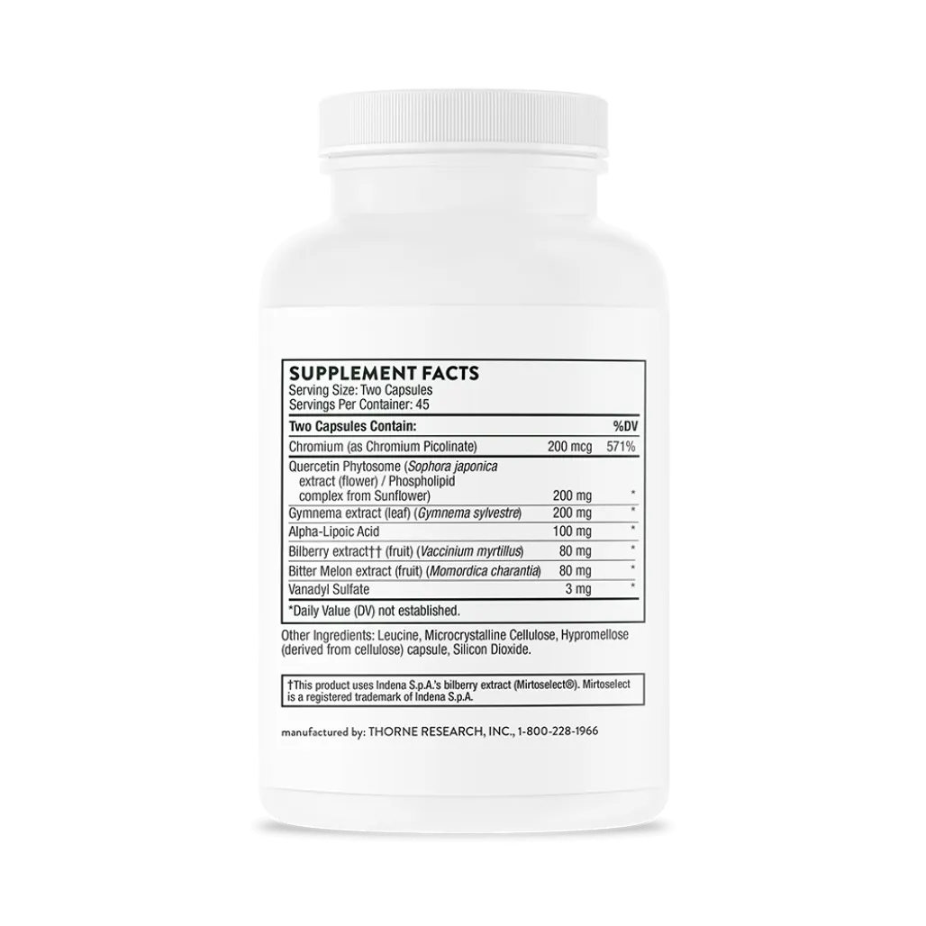 Thorne Diabenil 90 vegcaps supplement facts