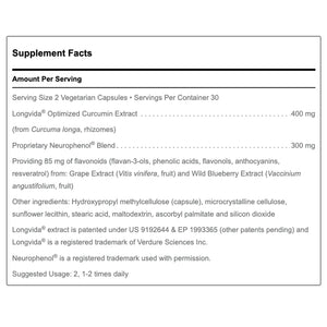 Douglas Laboratories Optimized Curcumin With Neurophenol Supplement Ingredients