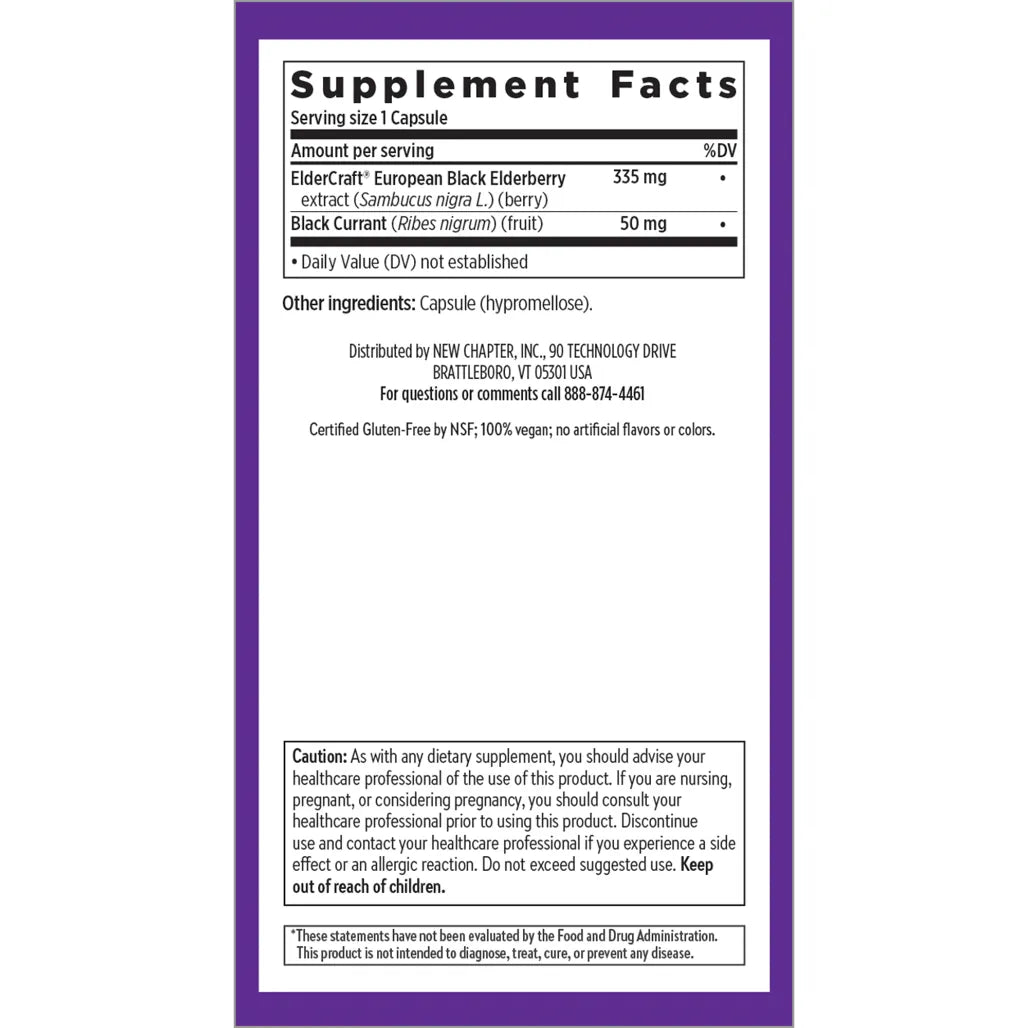 Ingredients of Elderberry Force dietary supplement - european black elderberry, black currant