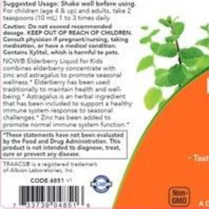 Elderberry Liquid for Kids NOW