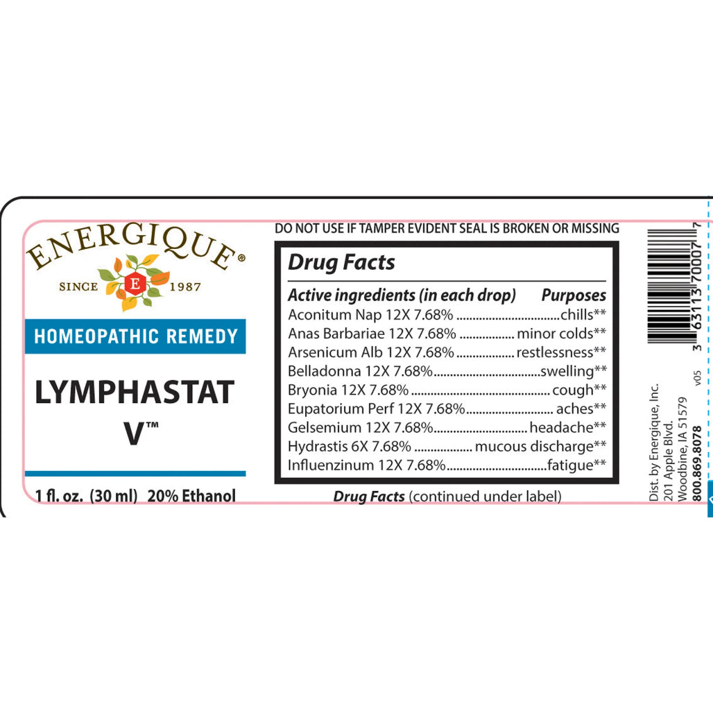 Lymphastat V by Energique Supplement Ingredients - Aconitum Nap 12X, Arsenicum Alb 12X