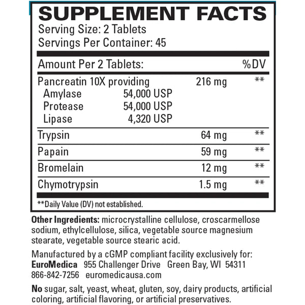 Multi-Action Digestive Enzymes 90t EuroMedica