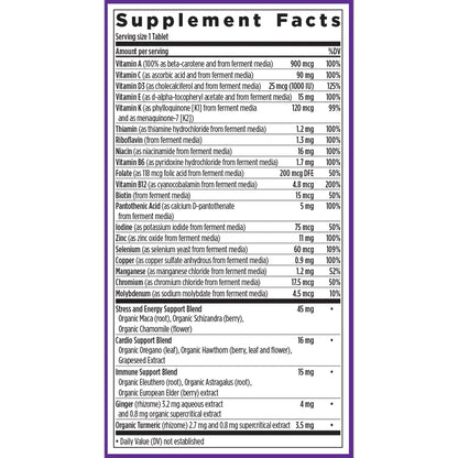 Ingredients of Every Man's One Daily dietary supplement - vitamin A, vitamin C, vitamin D3