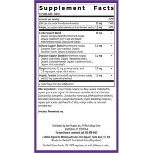 Ingredients of Fermented Zinc Complex dietary supplement - zinc, copper