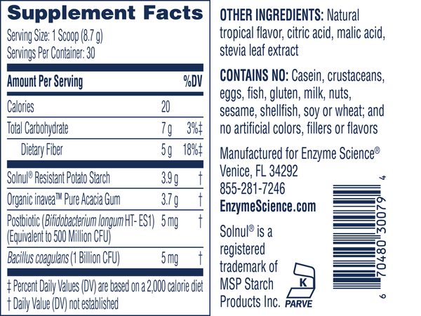 Fiber+ Pre/Pro/Post Biotic Drink Mix, Tropical Flavor