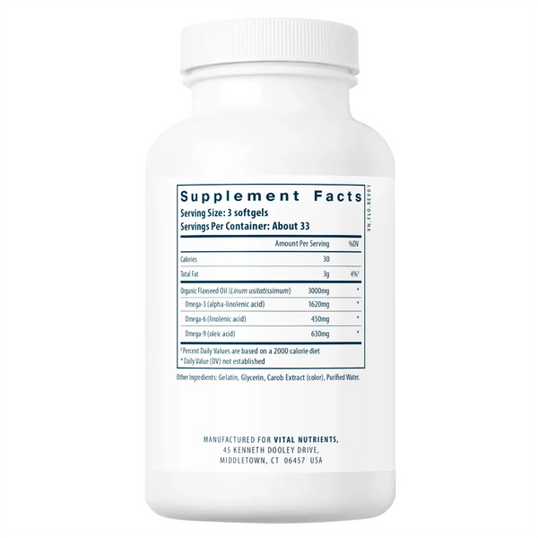 Ingredients of Flax Oil Dietary Supplement - Flax Seed Oil 300 mg Per Serving