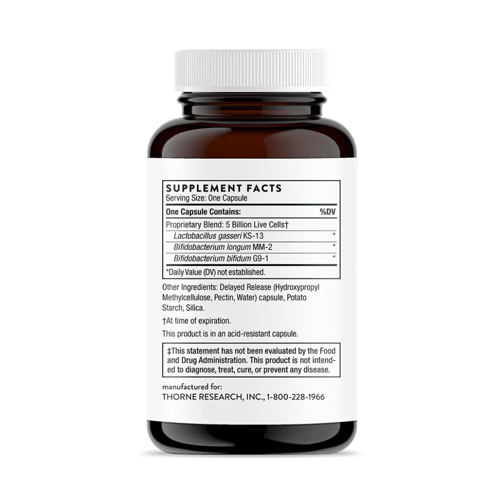 Thorne FloraMend Prime Probiotic 30 vegcaps supplement facts