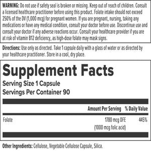 Folic Acid - B9 - 1mg Nutra BioGenesis