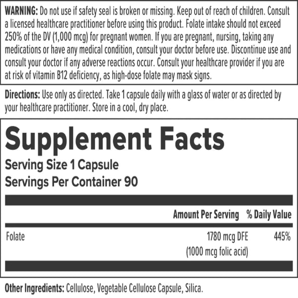 Folic Acid - B9 - 1mg Nutra BioGenesis