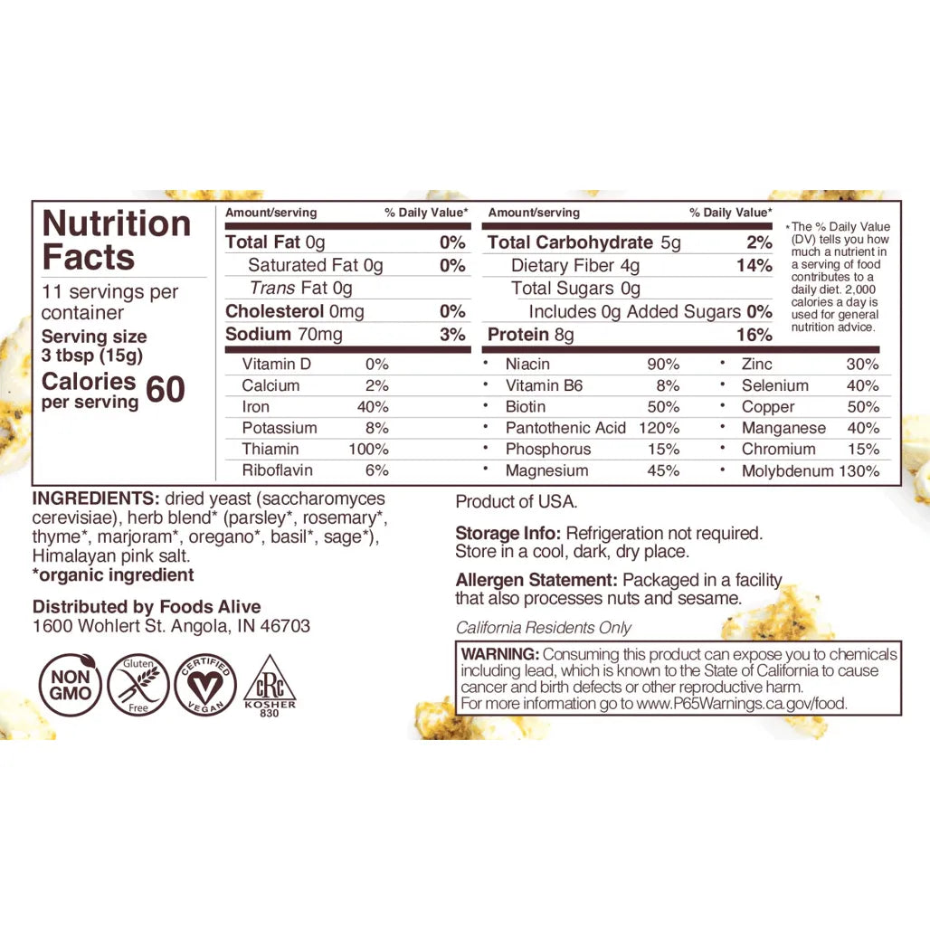 Food Alive Zesty nutritional yeast blend