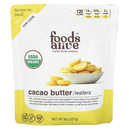 Cacao Butter Wafers Organic by Foods Alive at Nutriessential.com