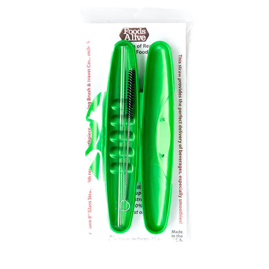 Glass Straw 8-inch w/carry case Foods Alive