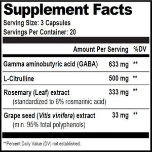 Ingredients of Gaba Brain Food Dietary Supplement  Gamma Aminobutyric Acid, LCitrulline