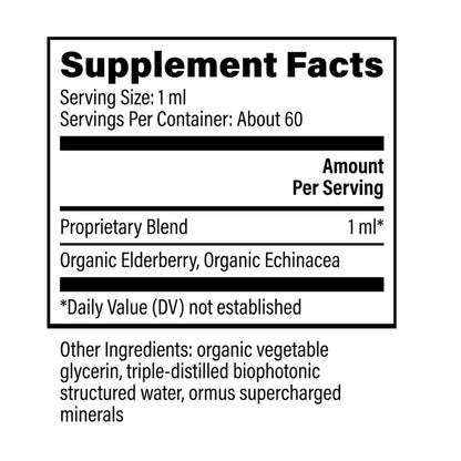Global Healing Elderberry and Echinacea 2 oz Liquid Supplement Ingredients