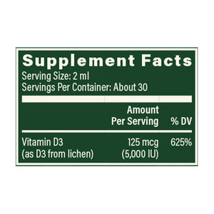  Global Healing Plant-Based Vitamin D3 125 mcg Supplement Facts