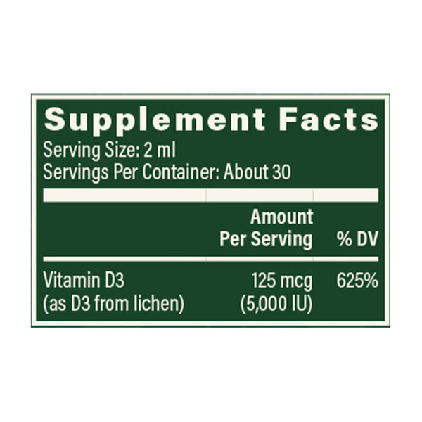  Global Healing Plant-Based Vitamin D3 125 mcg Supplement Facts
