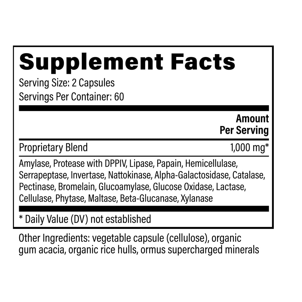 Global Healing  Ultimate Enzymes Supplement Facts