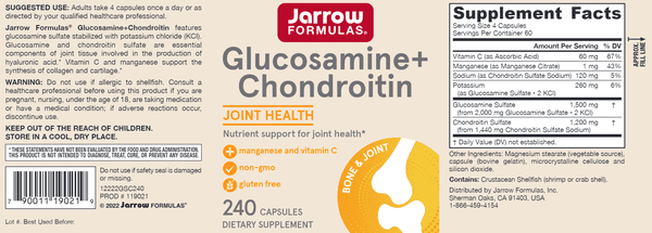 Benefits of Glucosamine + Chondroitin by Jarrow Formulas - Vitamin C Support