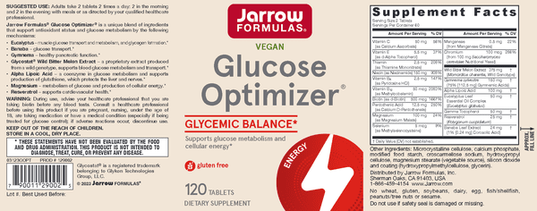 Benefits of Glucose Optimizer - 120 Tablets | Jarrow Formulas | Promotes a Healthy Blood Sugar Level