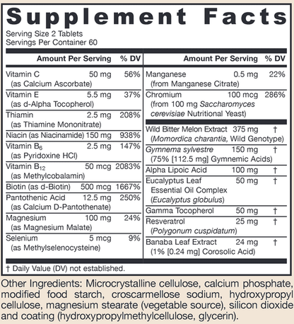 Ingredients of Glucose Optimizer Dietary Supplement - Vitamin B6, B12, C, E, Thiamin, Niacin