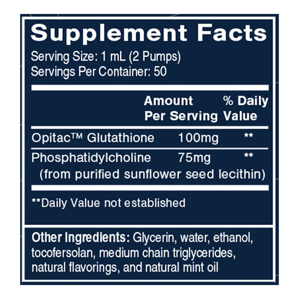 QuickSilver Scientific Glutathione+ Cacao Mint 50 liquid supplements facts