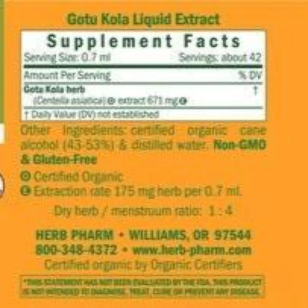 Gotu Kola Herb Pharm ingredients