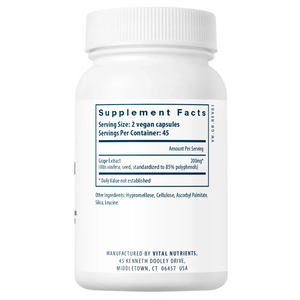 Ingredients of Grape Seed Extract 100mg Dietary Supplement - Grape Seed Extract 200mg Per Serving