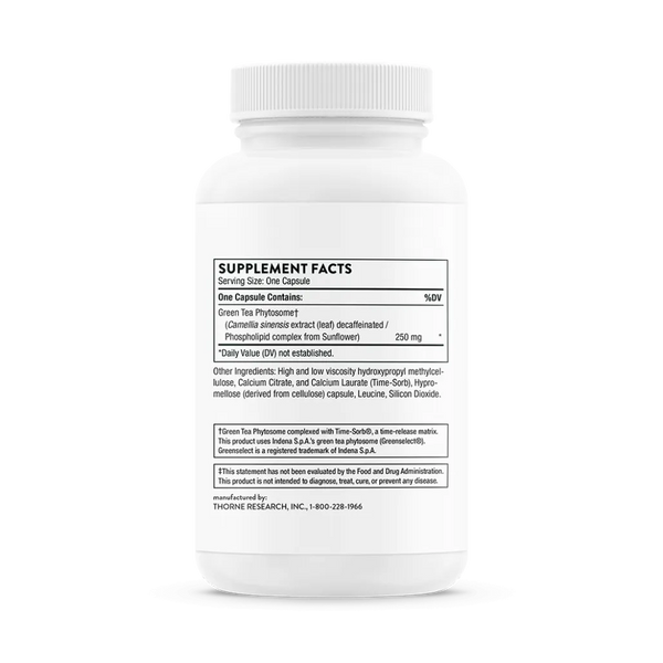 Thorne Green Tea Phytosome 60 vegcaps supplement facts
