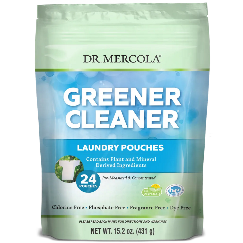 Greener Cleaner Laundry Pods - Dr. Mercola, 24 Pouches, Pre-measured and Concentrated