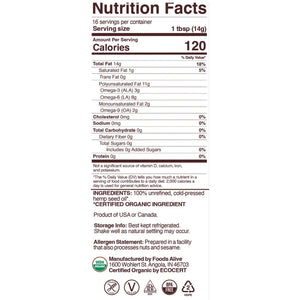 Hemp Oil Organic Foods Alive