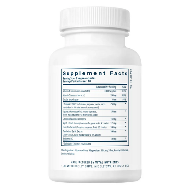 Ingredients of Herbal Biotic Dietary Supplement - Vitamin A, Vitamin C, Zinc