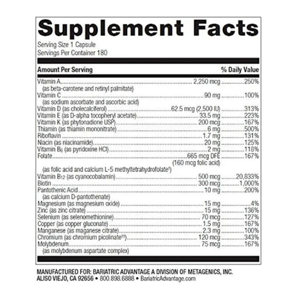High ADEK Multi Capsule supplements facts
