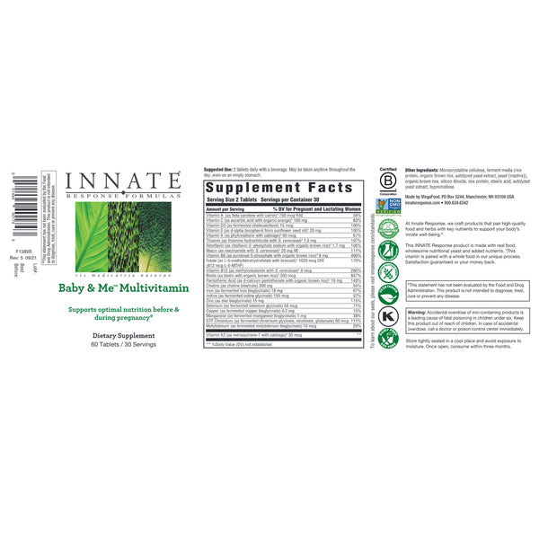Baby and Me Multivitamin supplement facts