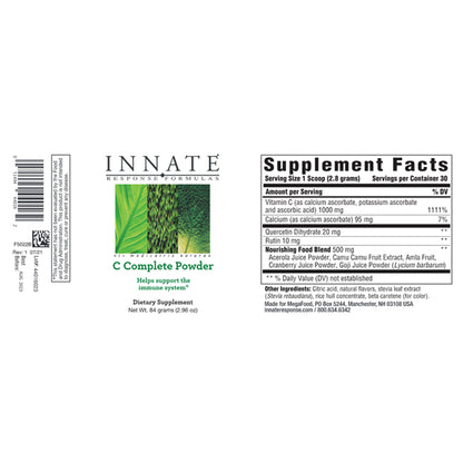 Vitamin C Complete Powder by Innate Response supplement facts