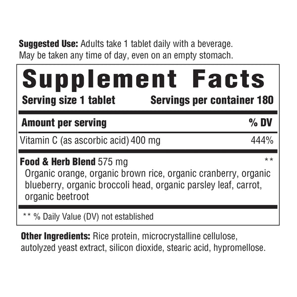 Innate Response Formulas Vitamin C-400 mg - 180 Tablets | Whole food vitamin c
