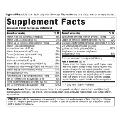 Women Over 40 One Daily supplement facts -  Innate Response