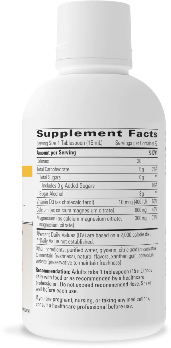 Ingredients of Integrative Therapeutics Liquid Calcium Magnesium 2:1 Orange 16 oz