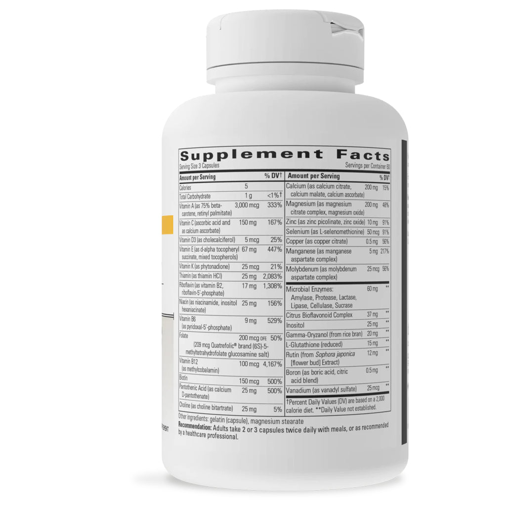 Integrative Therapeutics NutriVitamin Enzyme Comp w/o Iron 180 Caps supplement facts