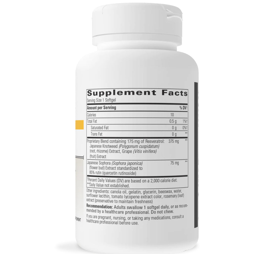 Integrative Therapeutics Resveratrol Ultra High Potency 60 softgels supplement facts