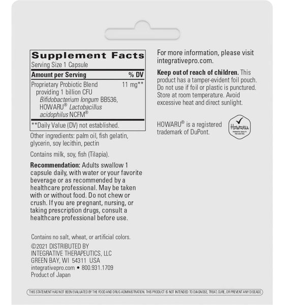 Integrative Therapeutics Probiotic Pearls supplement facts