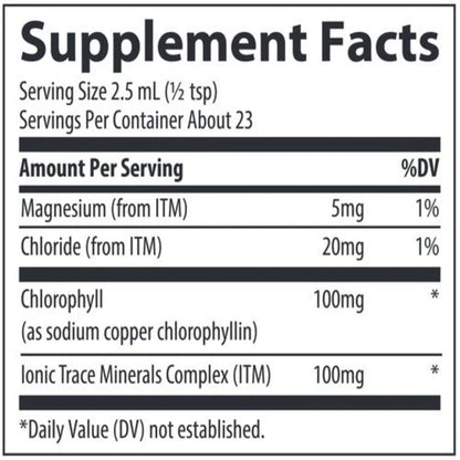 Ionic Chlorophyll Liquid 100mg Trace Minerals Research