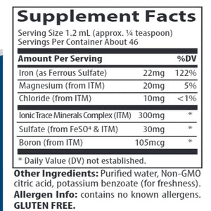 Ionic Iron Trace Minerals Research