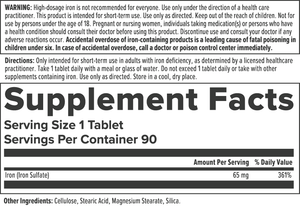 Iron 65mg (Iron Sulfate) Delayed-Release Tablets